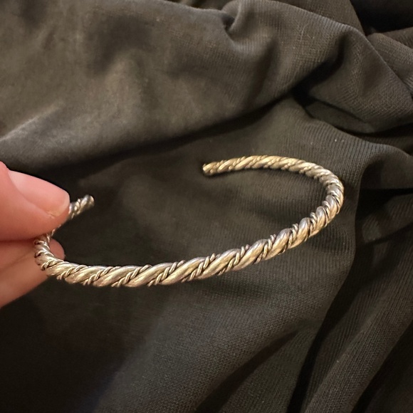 Vintage set: sterling silver braided wire cuff bracelet & adjustable dome ring - Picture 9 of 13